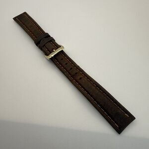 Leather  Bracelet Watch Band 12mm Brown Gold Clasp